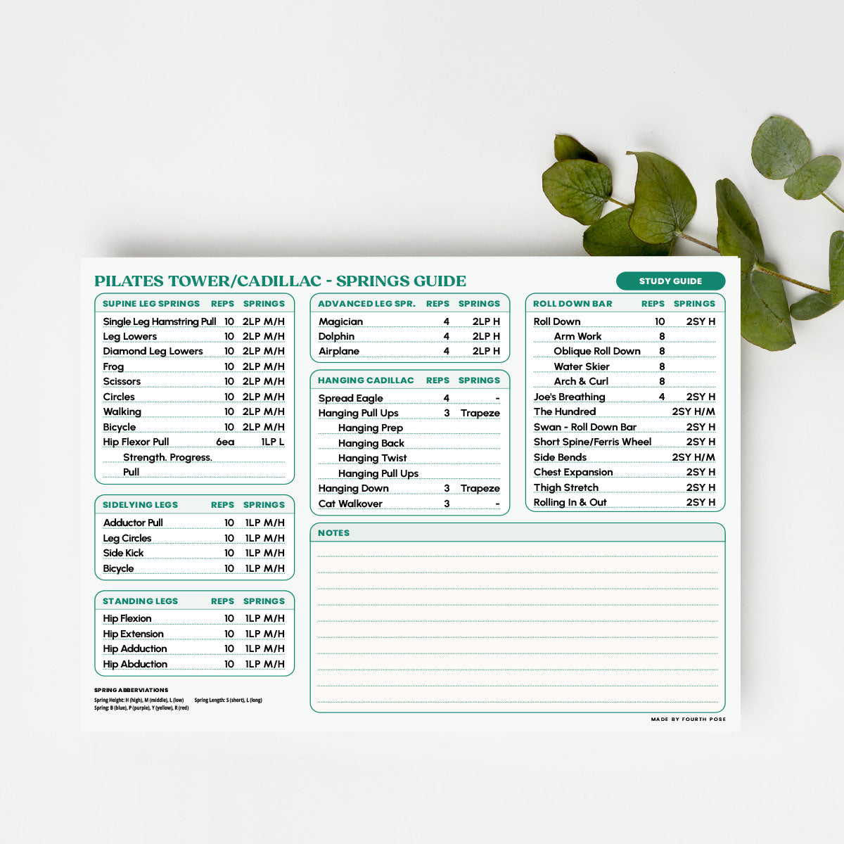 Cadillac/Tower Pilates Study Guide